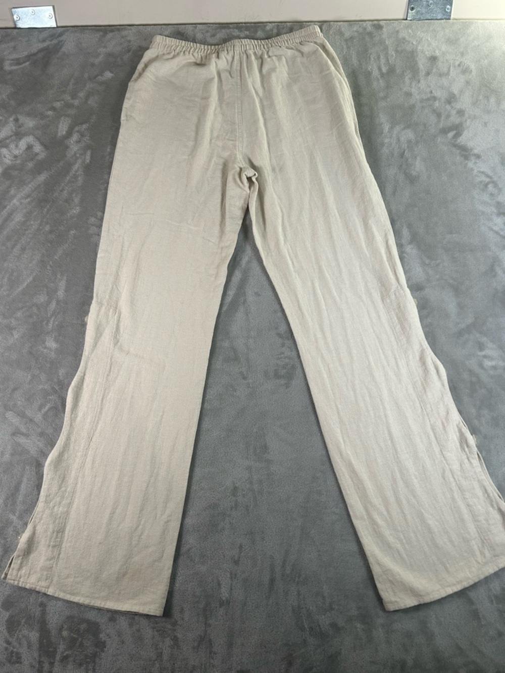 Soft surroundings Light Beige Button-Accent Wide Leg Pants - Picture 3 of 10